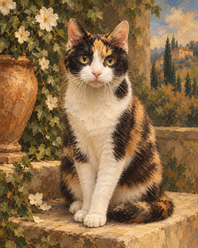 Classic Oil custom pet portrait example by Whisker Atelier