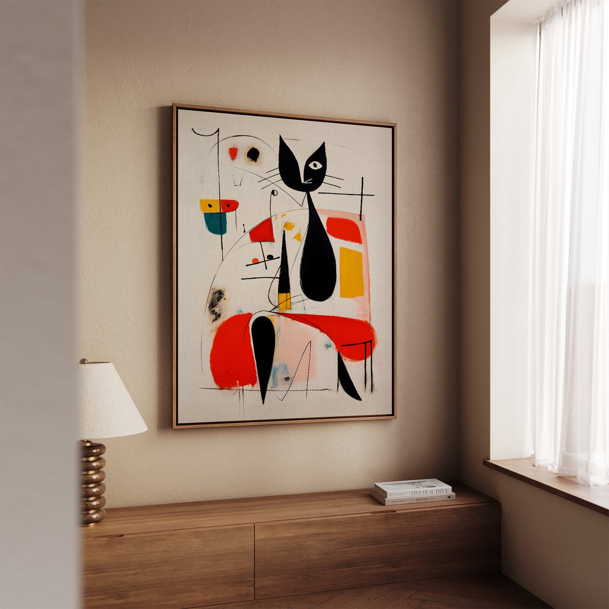 Woman & Cat in Vivid Abstract styled in a room setting (6)