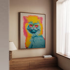 Retro Screenprint Cat styled in a room setting