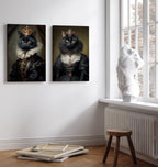 His Majesty the Black Cat on canvas, shown in two sizes