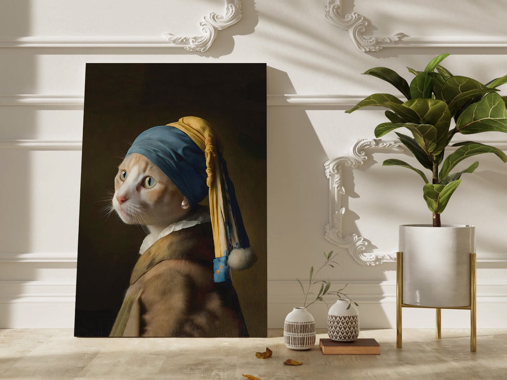 Pearl Earring Ginger Cat – cat art print (3)