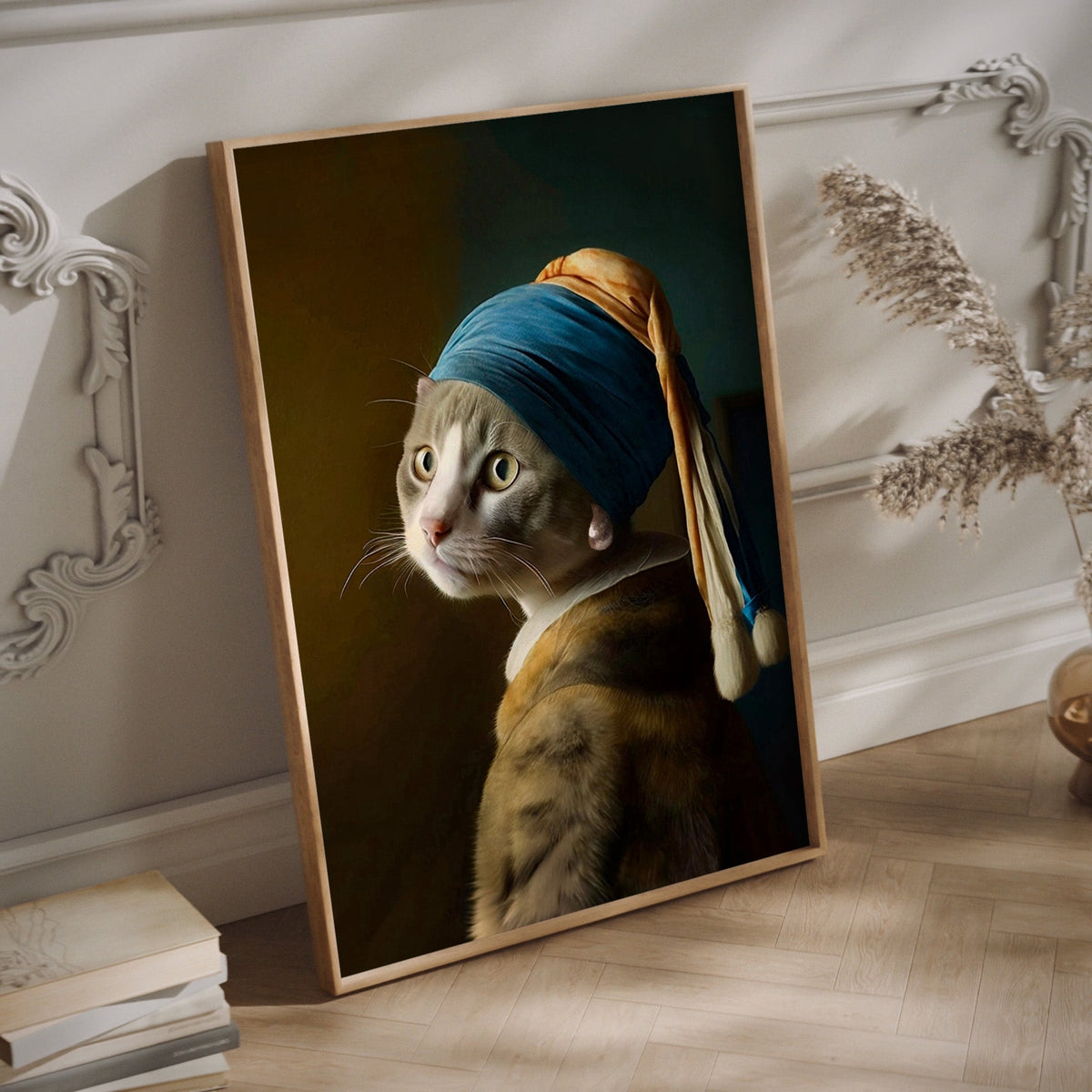 Pearl Earring Gray Cat – cat art print (2)