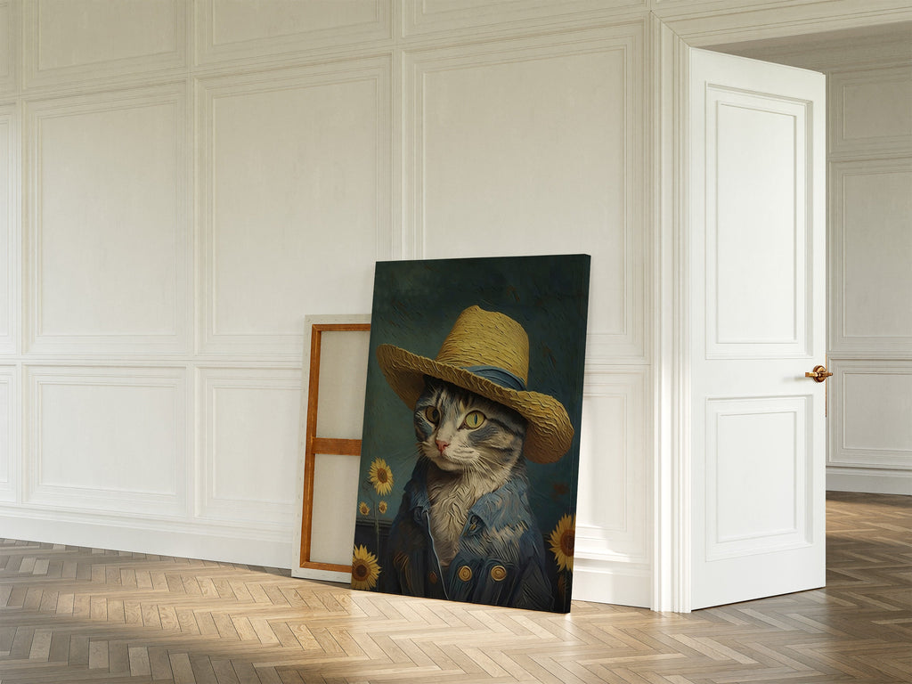 Cat in a Straw Hat as a large canvas on the wall