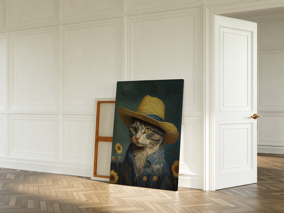 Cat in a Straw Hat as a large canvas on the wall