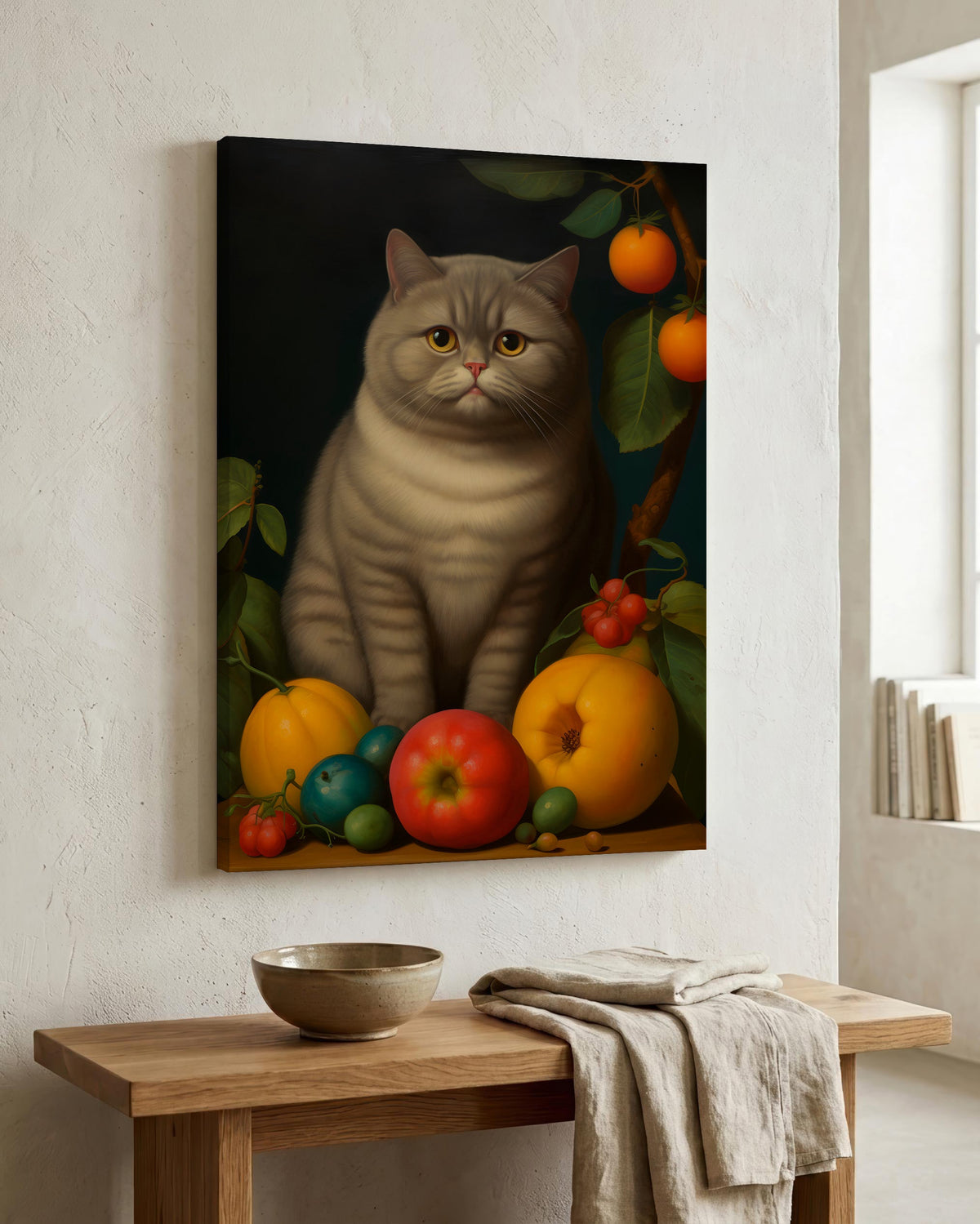 The Contented Gray Cat as a canvas print