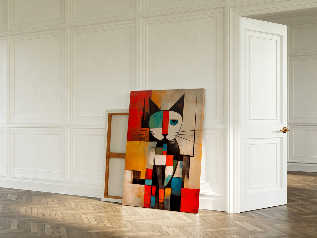 Mondrian Grid Cat No. 1 as a canvas print (2)