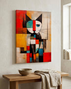 Mondrian Grid Cat No. 1 as a canvas print