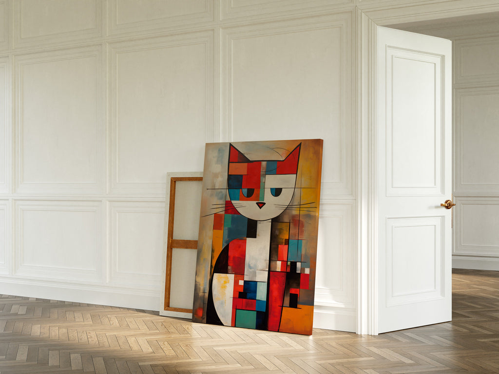 Mondrian Grid Cat No. 2 as a canvas print