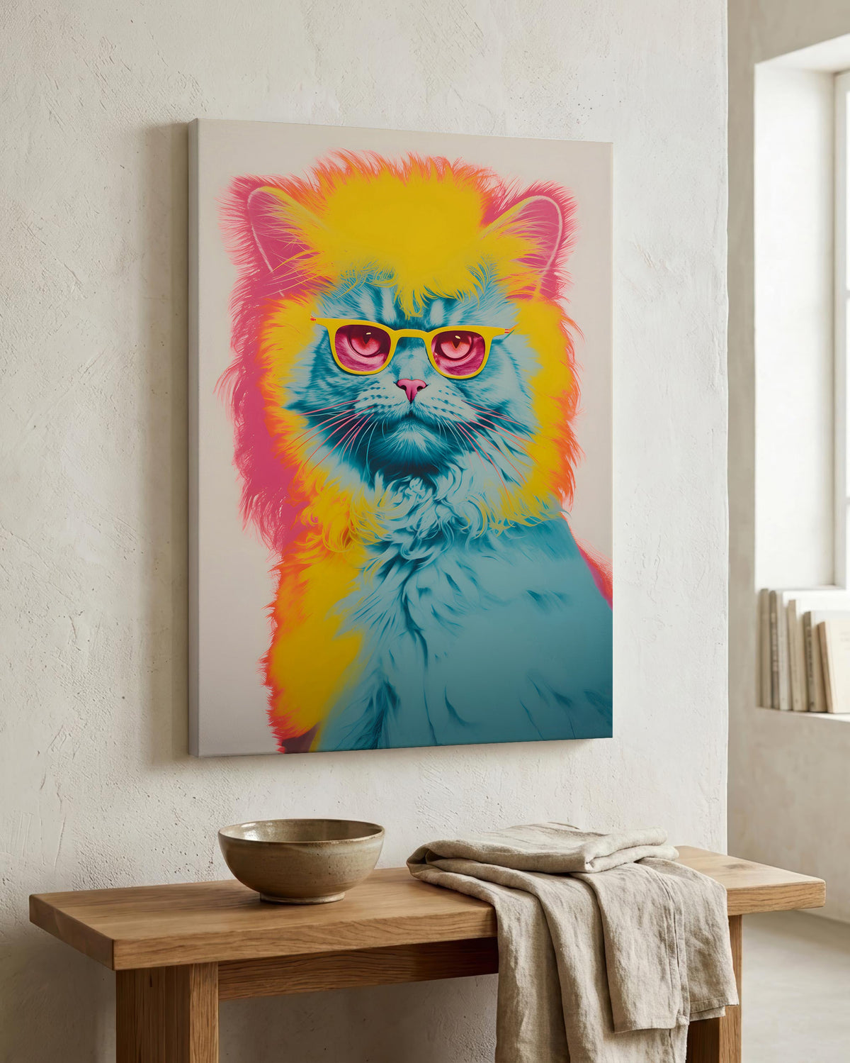 Retro Screenprint Cat as a canvas print