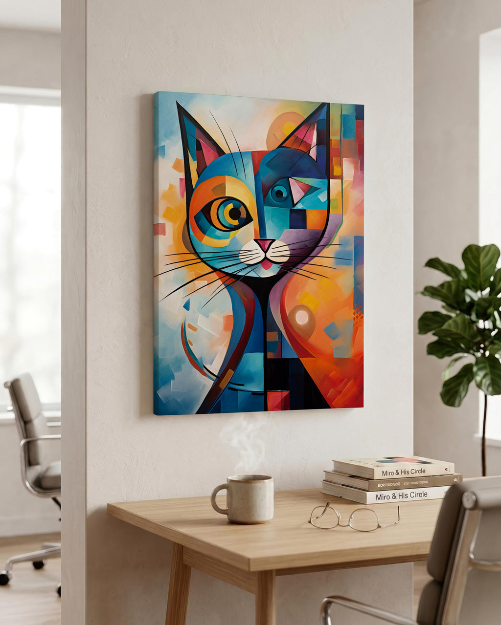 Geometric Cat after Kandinsky styled in a room setting