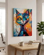 Geometric Cat after Kandinsky styled in a room setting
