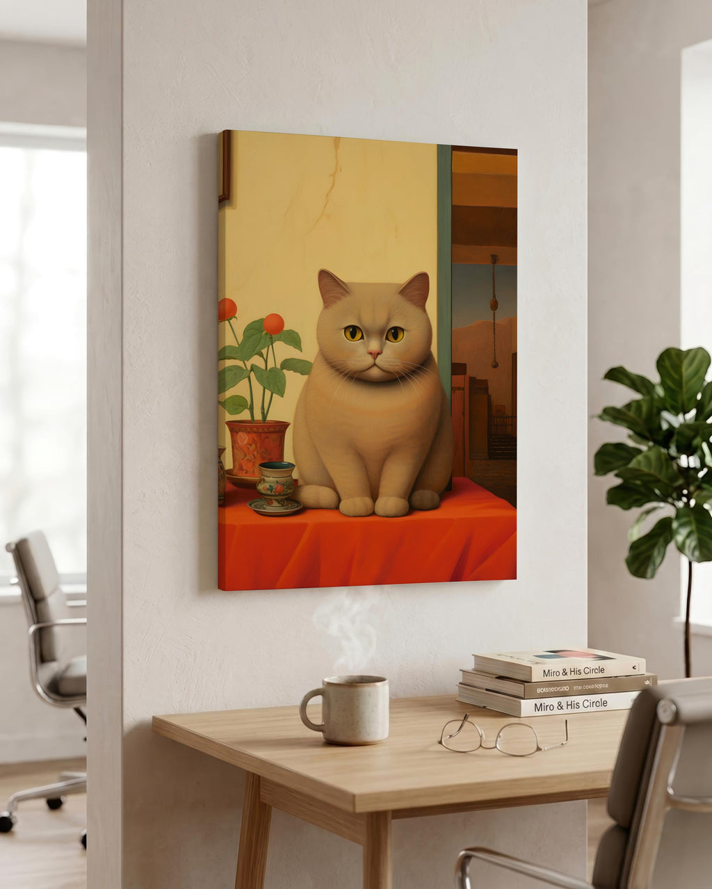 The Contented Ginger Cat styled in a room setting
