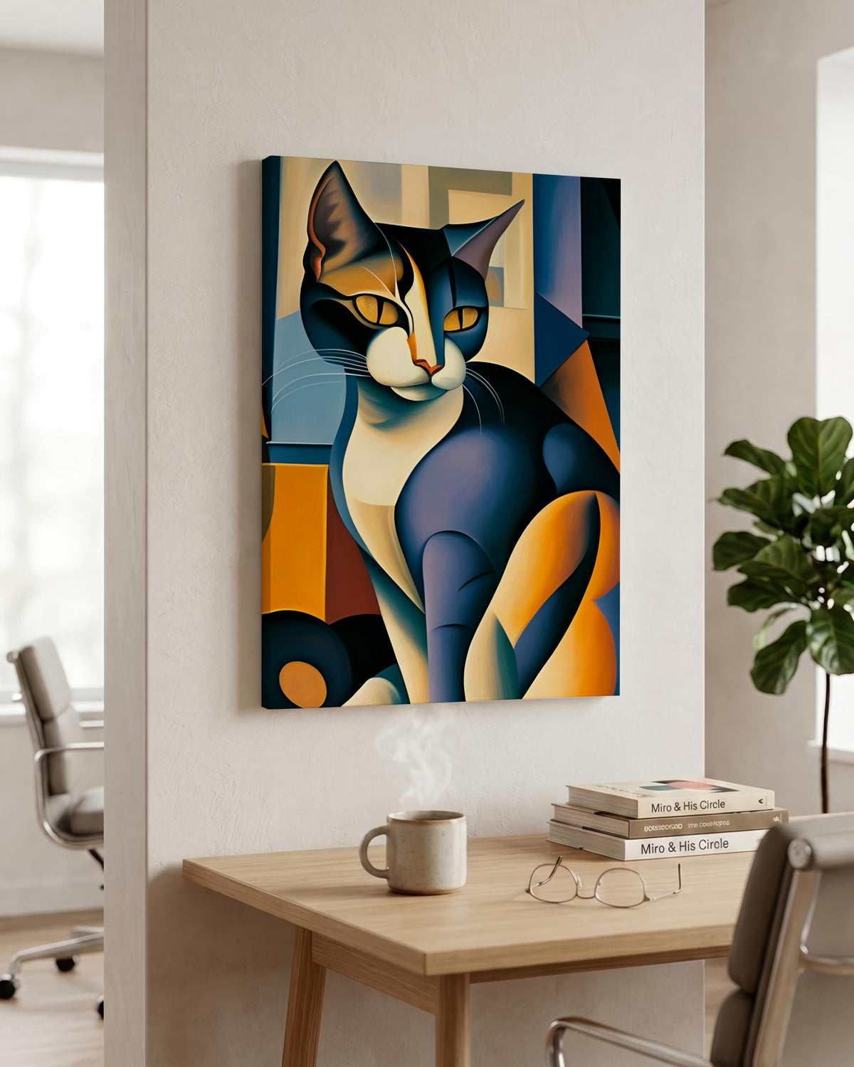 Faceted Cat Portrait styled in a room setting