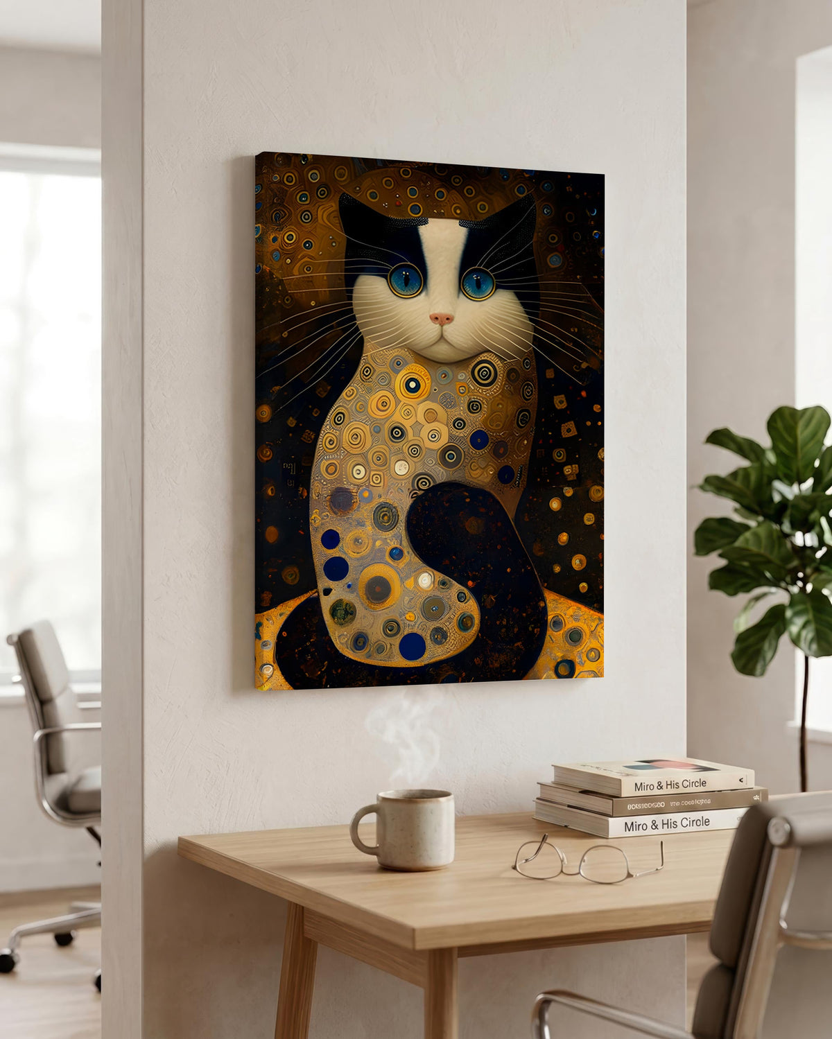 Golden Cat after Klimt styled in a room setting
