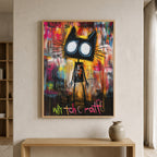 Urban Black Cat Wall Art | Street Art Style Print