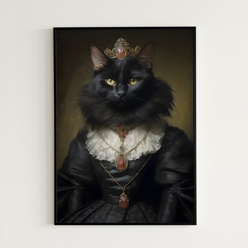 Her Majesty the Black Cat framed on the wall