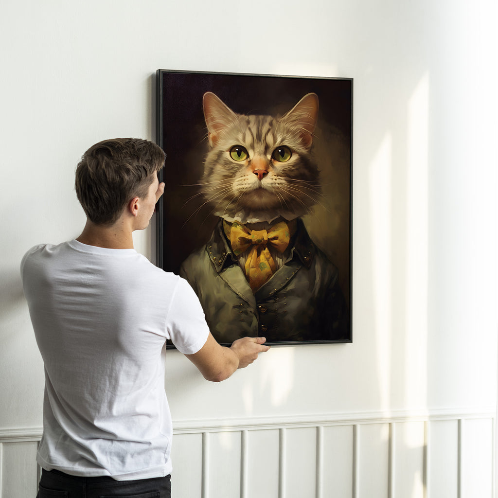 Victorian Cat Wall Art | Lady Cat Portrait | Birthday & Housewarming Gift