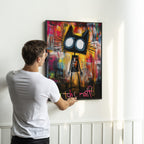 Urban Black Cat Wall Art | Street Art Style Print