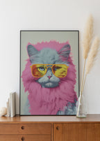 Pop Icon Cat framed on the wall