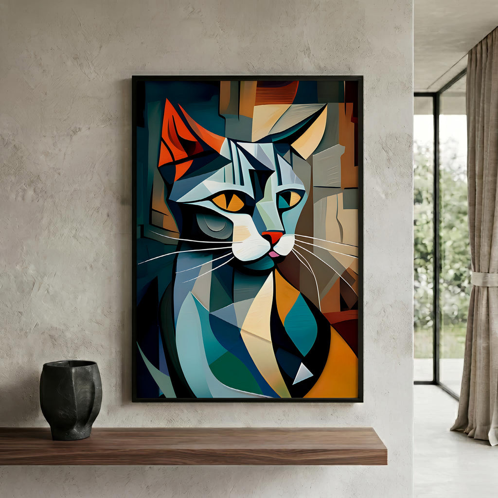Many-Angled Cat in a black frame