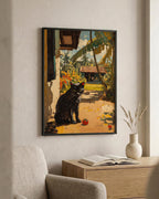 Black Cat in Gauguin Color in a black frame