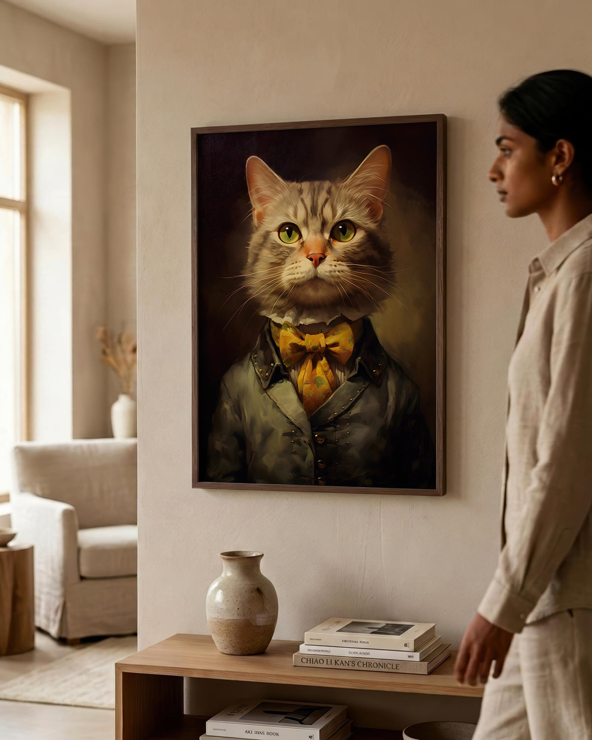 Victorian Cat Wall Art | Lady Cat Portrait | Birthday & Housewarming Gift