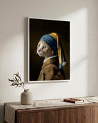 Ginger Cat with Pearl Earring Wall Art | Fine Cat Art Portrait