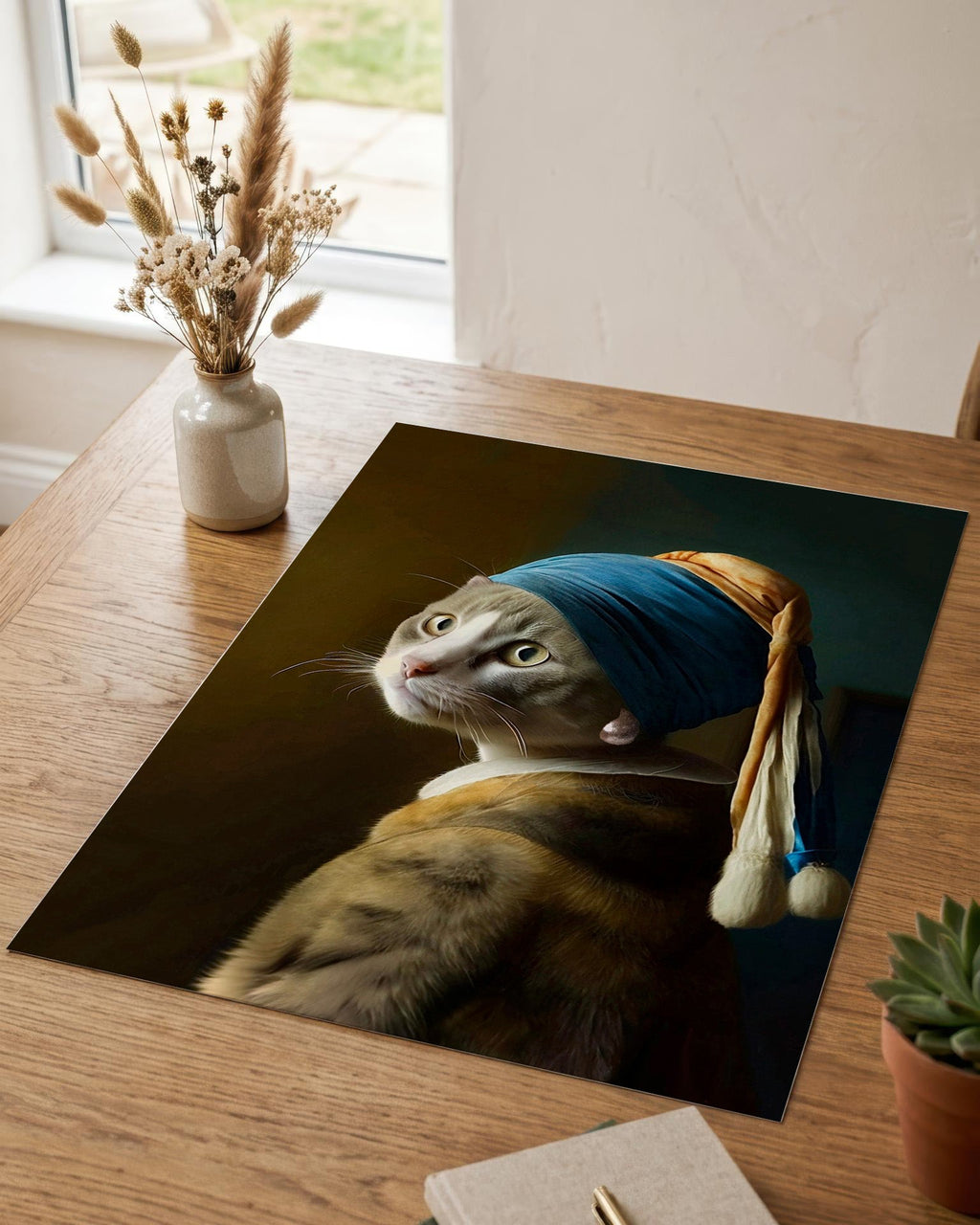 Pearl Earring Gray Cat as an unframed paper print