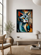 Many-Angled Cat framed in a Scandinavian-style living room