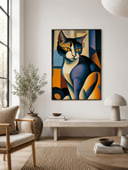 Faceted Cat Portrait framed in a Scandinavian-style living room