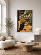 Black Cat in Gauguin Color framed in a Scandinavian-style living room