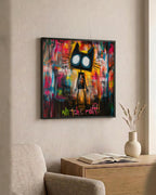 Urban Black Cat Wall Art | Street Art Style Print