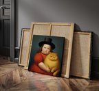 Girl & Her Unimpressed Ginger Cat as a square print