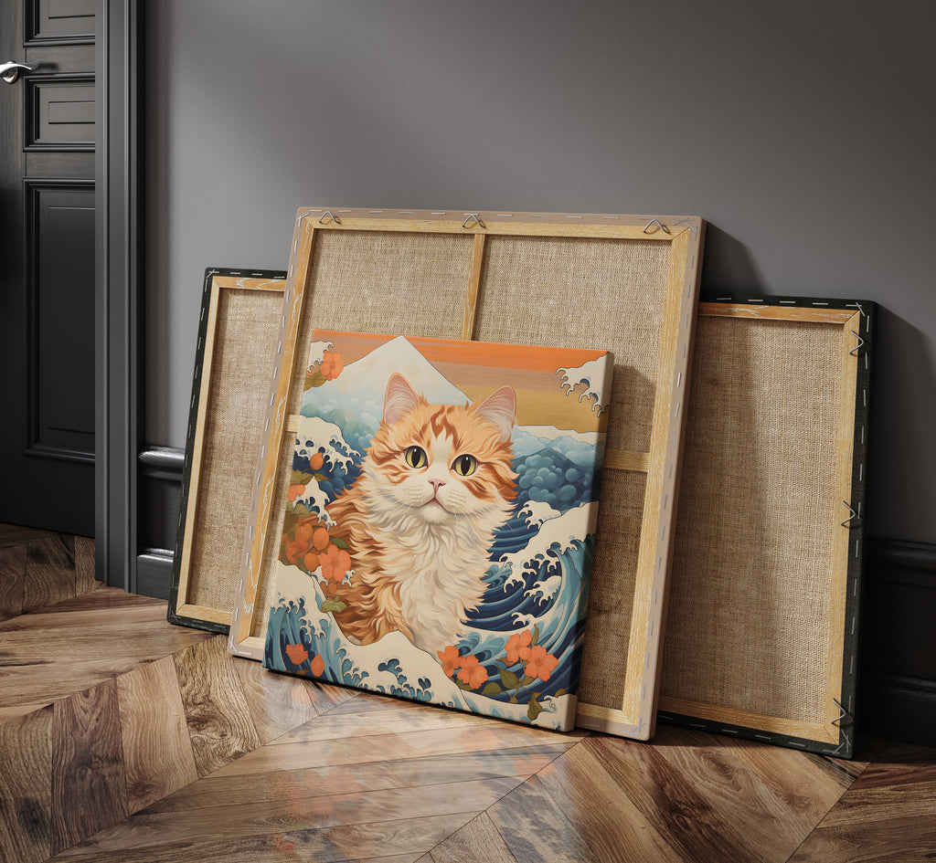Ukiyo-e Cat as a square canvas