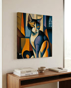 Faceted Cat Portrait as a square canvas