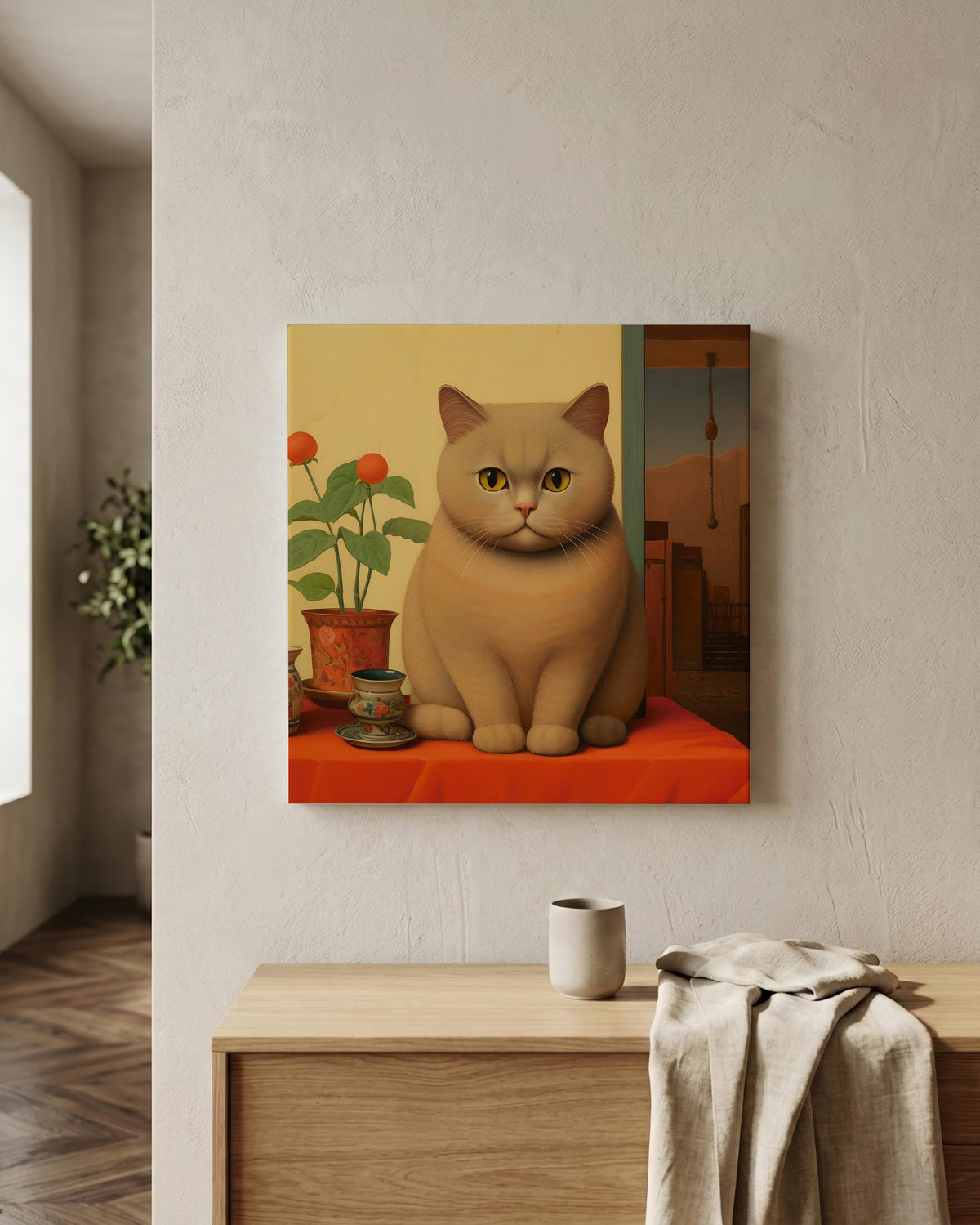 The Contented Ginger Cat as a square canvas