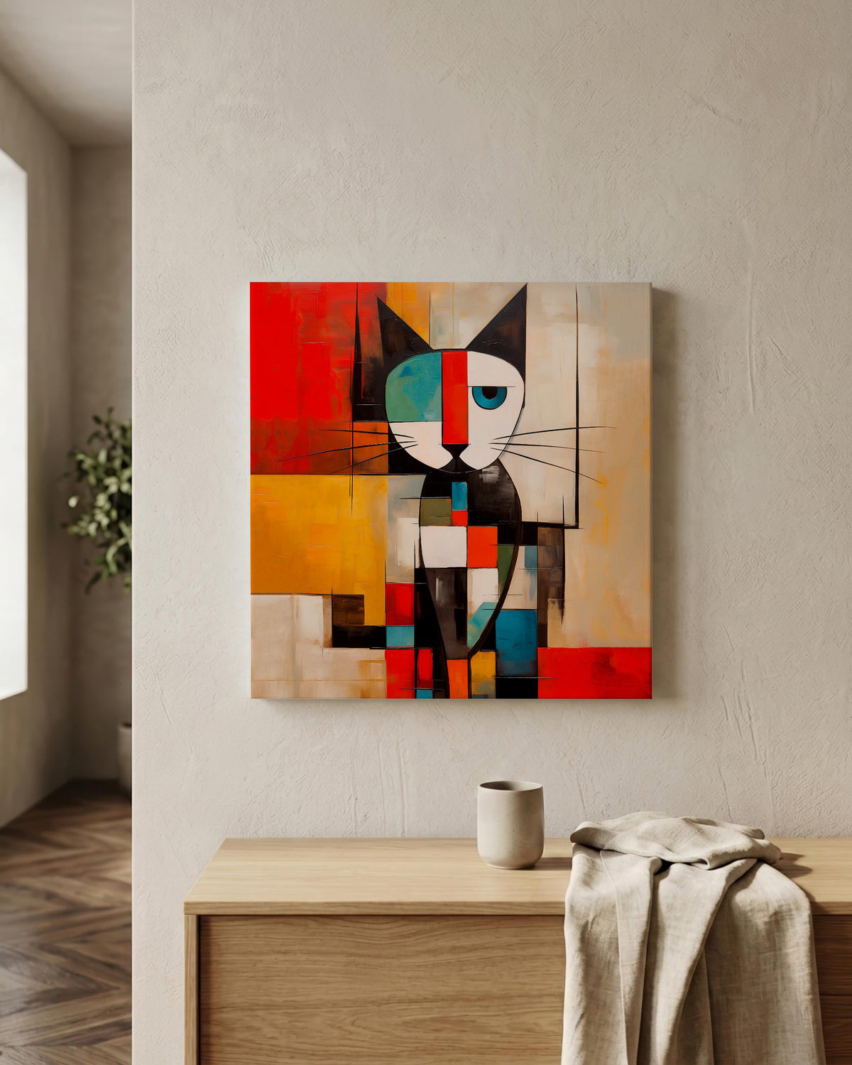 Mondrian Grid Cat No. 1 as a square canvas (2)