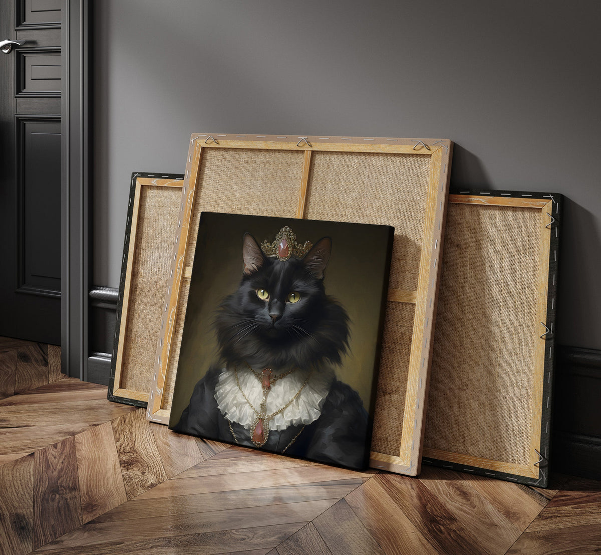 Her Majesty the Black Cat as a square canvas