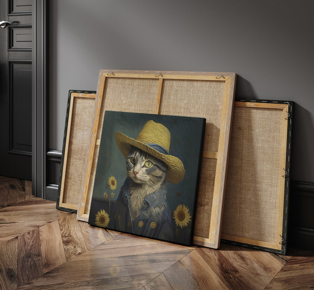 Cat in a Straw Hat as a square canvas