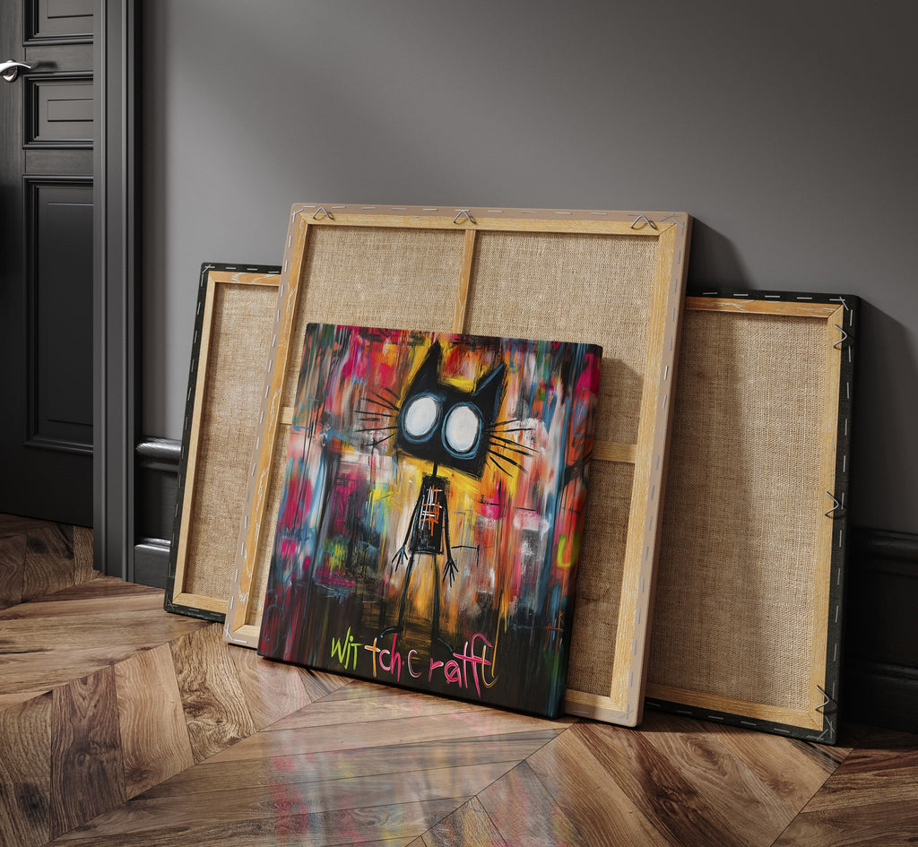 Street Art Black Cat as a square canvas