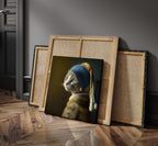 Pearl Earring Gray Cat as a square canvas