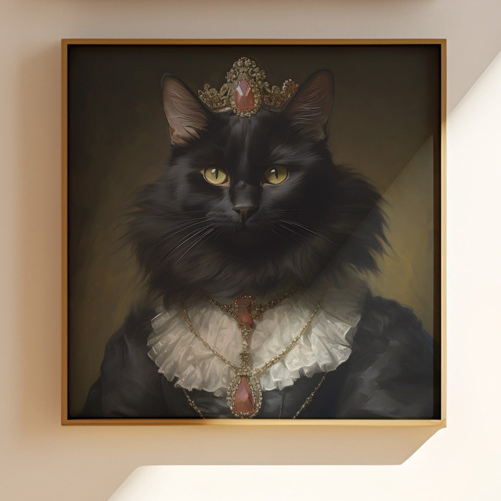 Her Majesty the Black Cat in two square formats side by side