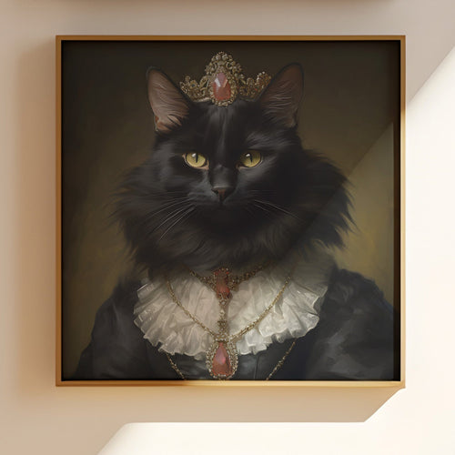 Her Majesty the Black Cat in two square formats side by side