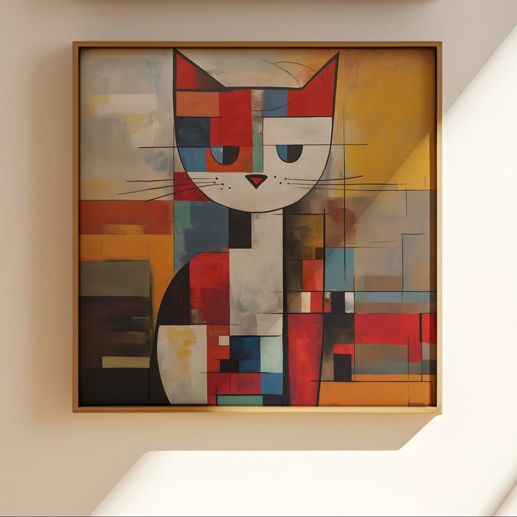 Mondrian Grid Cat No. 2 in two square formats side by side