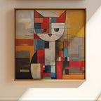 Mondrian Grid Cat No. 2 in two square formats side by side