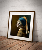 Pearl Earring Gray Cat – cat art print (4)