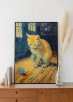 Ginger Kitten in Van Gogh Brushwork – cat art print (3)