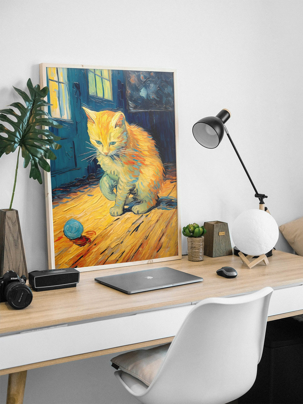 Ginger Kitten in Van Gogh Brushwork – cat art print (8)