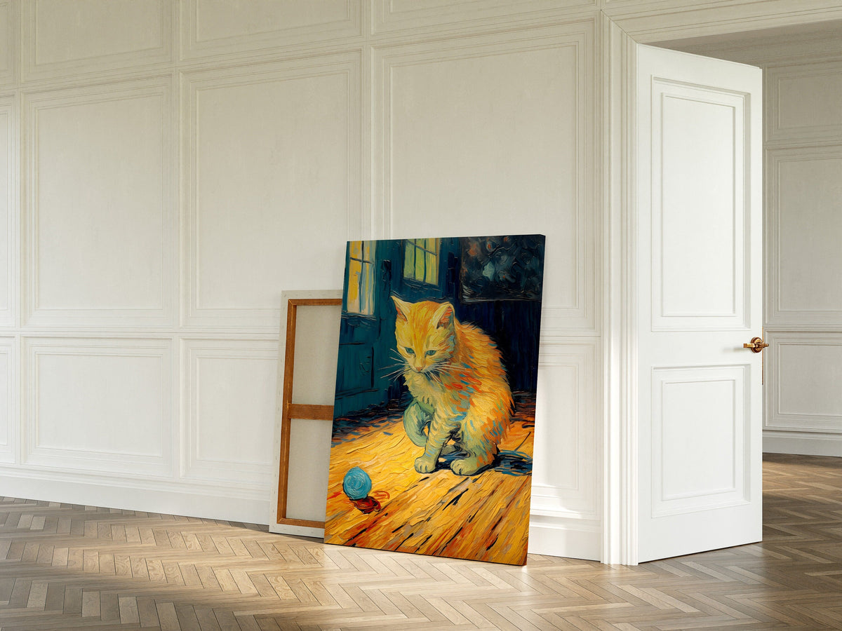 Ginger Kitten in Van Gogh Brushwork – cat art print (5)