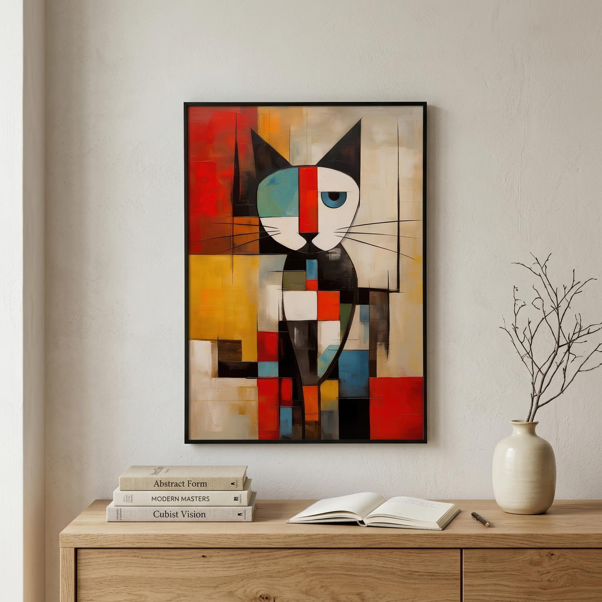 Mondrian Grid Cat No. 1 styled in a room setting